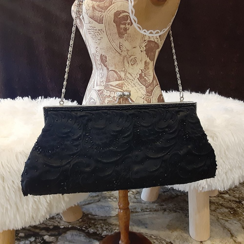 Black Sequined Mini Bag with Shoulder Chain - $20